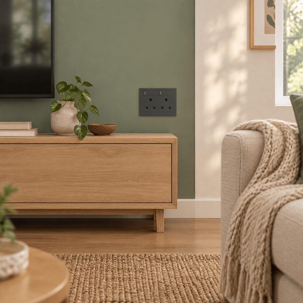 Veti 2 - Charcoal 2 x 16A Sockets - Switched