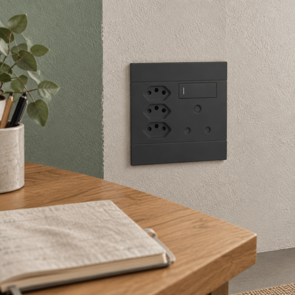 Veti 2 - Charcoal 3 x New RSA, 1 x 16A Socket - Switched