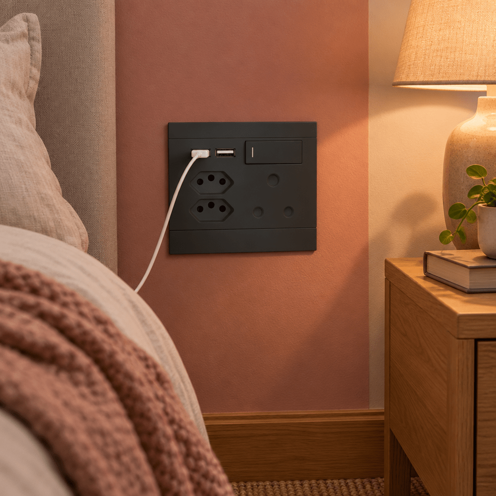 Veti 2 - Charcoal 2 x USB, 2 x New RSA & 1 x 16A Socket - Switched