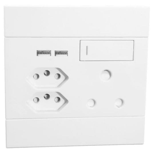 Veti 2 - White 2 x USB, 2 x New RSA & 1 x 16A Socket - Switched