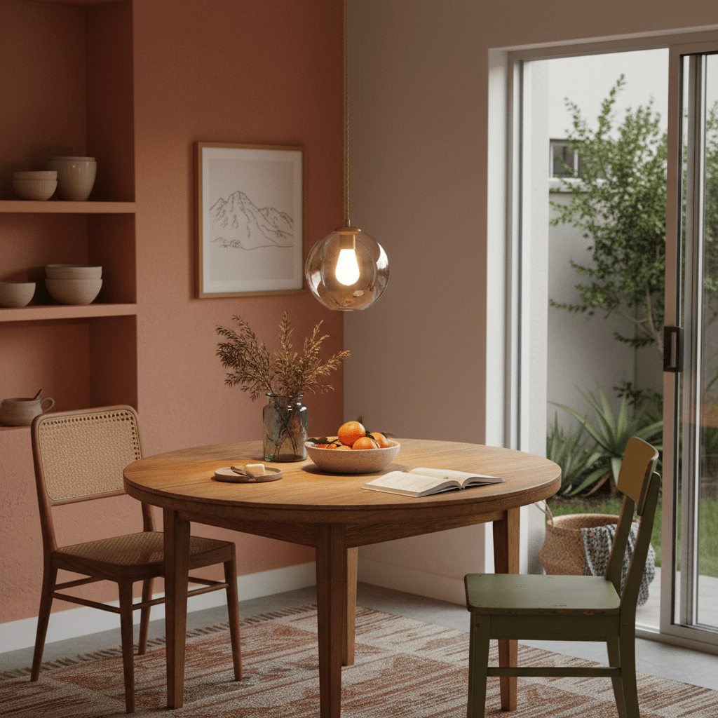 Small Molecule Satin Gold Pendant Light - Amber Glass