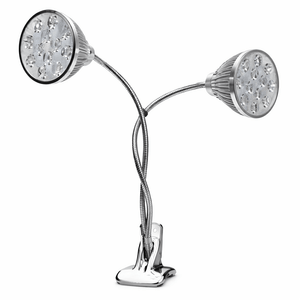 Chrome double-sided grow light on a white background
