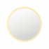 Round mirror with a beige frame on a white background