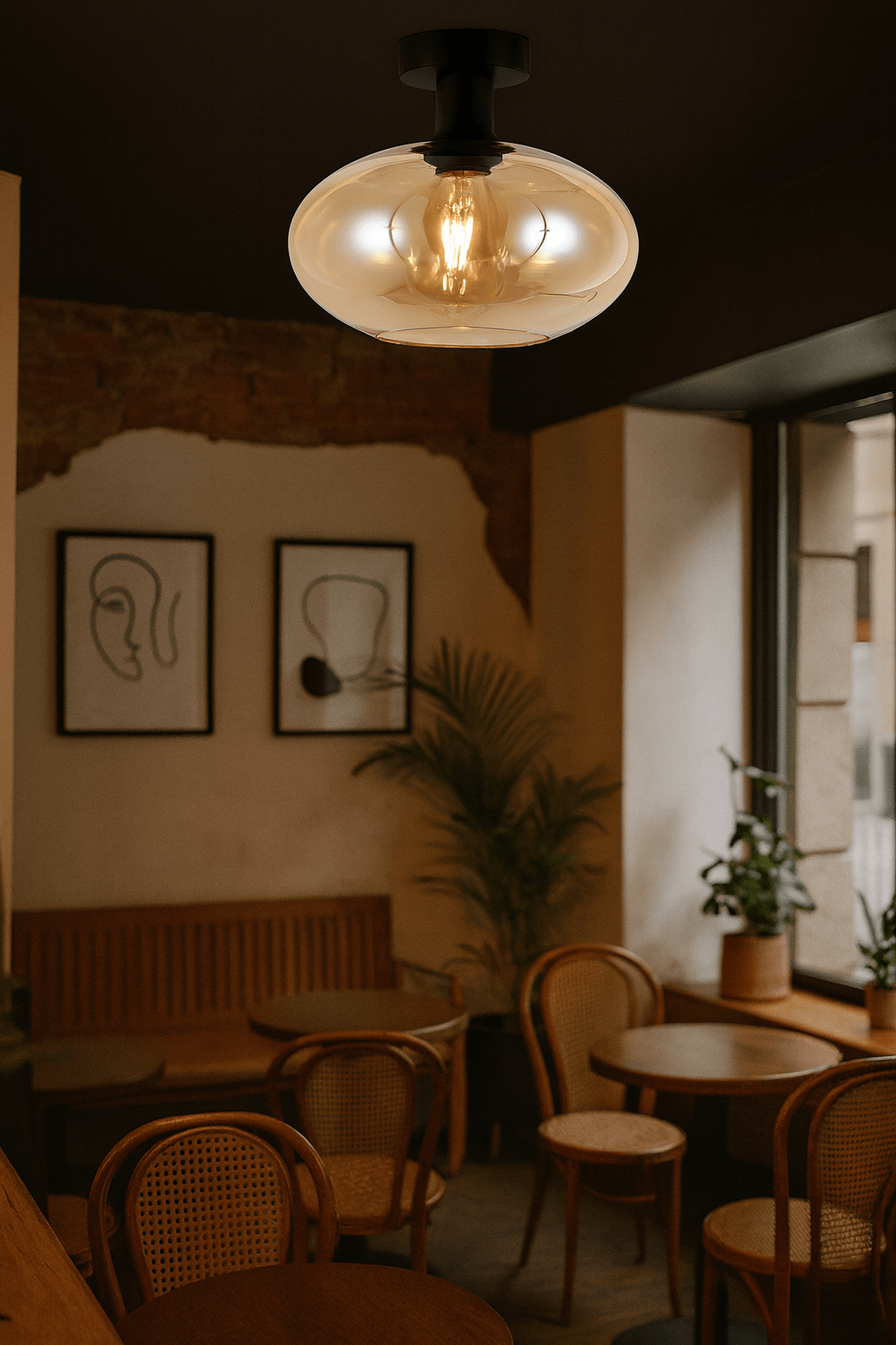 Amber Orb Ceiling Light