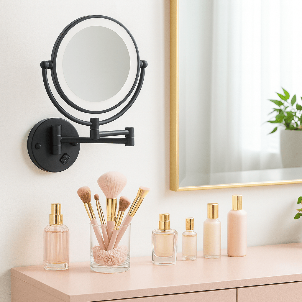 Backlit LED mirror vanity lighting for dressing area