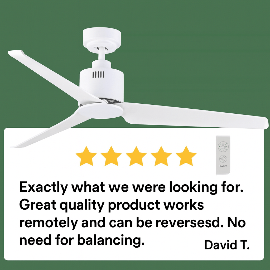 White Metal and ABS Ceiling Fan - No Light