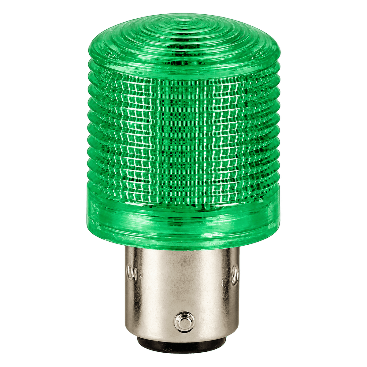 Green BA15D LED bulb — transparent background, 1254 × 1254