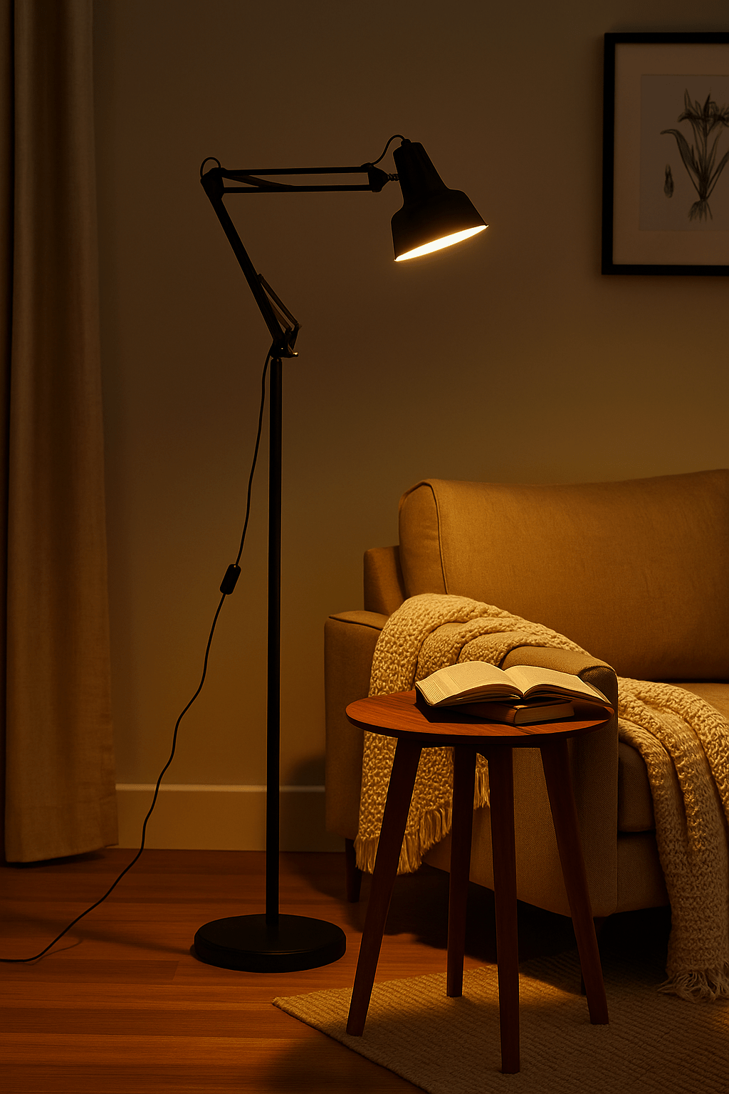 Black Floor Lamp with Movable Arms