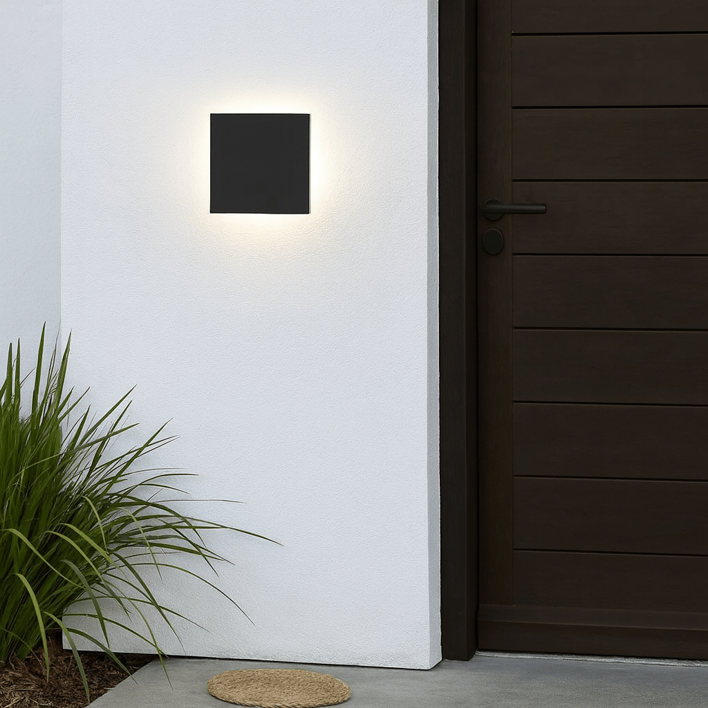 Focal Square Black Backlit LED Wall Light (Coastal)
