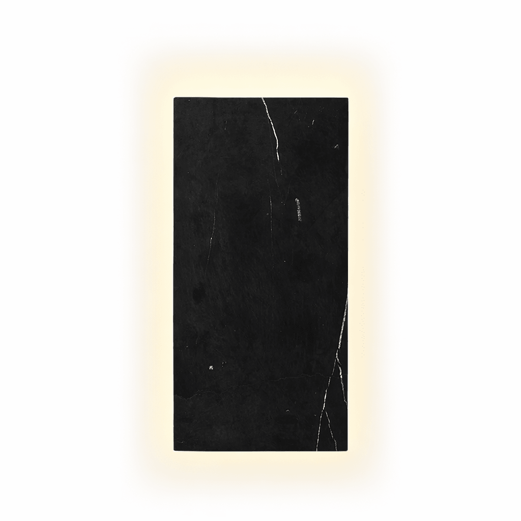 Rectangular black marble wall light with led backlighting
