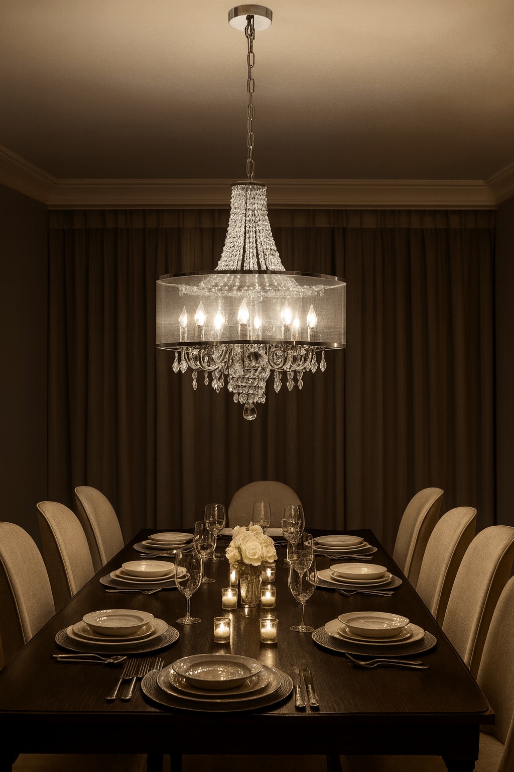 Polished Chrome Crystal Chandelier