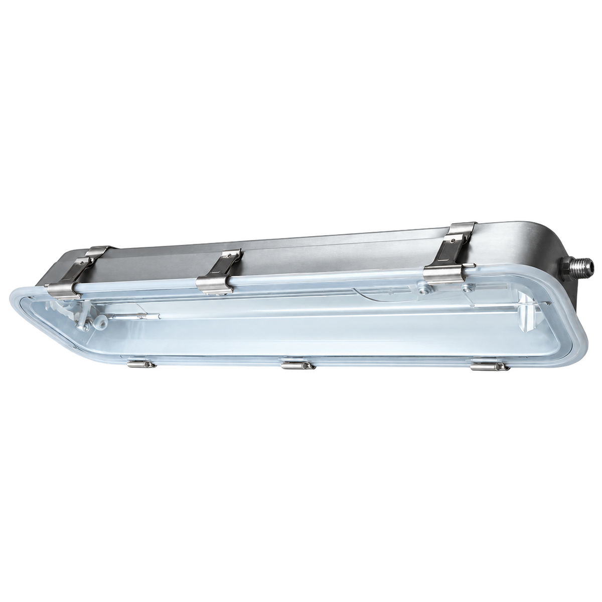 2-foot stainless-steel T8 fitting — transparent background, 1254 × 1254