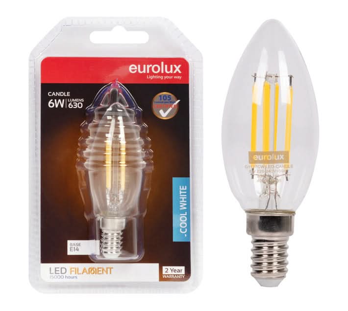 Cool White LED E14 Filament Candle Lamp