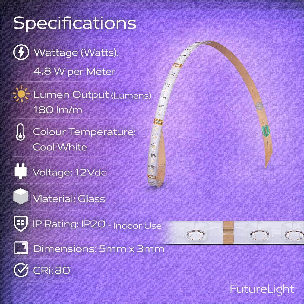 LED Striplight 12V / Sideview Non-Waterproof (5M Roll)