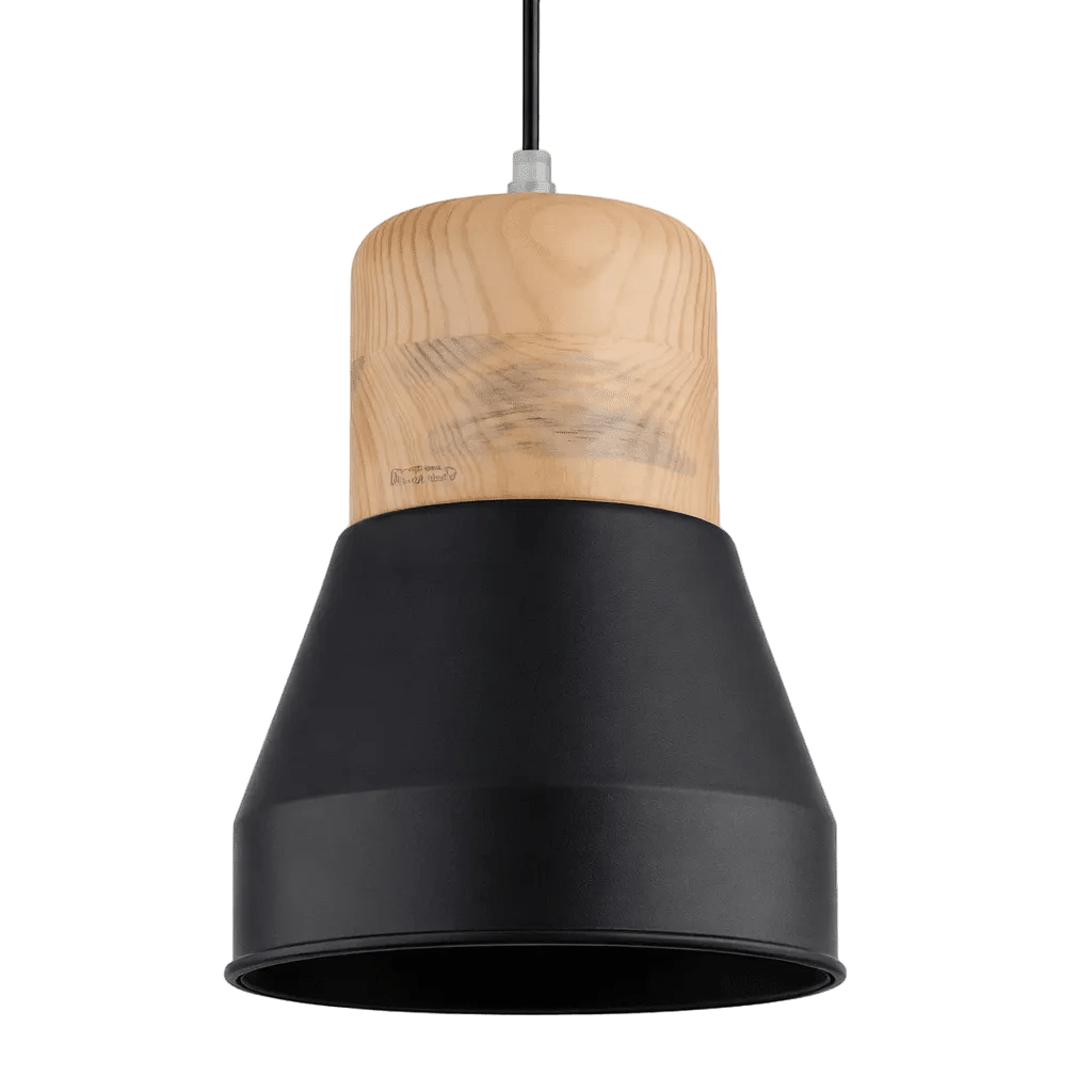 Pendant - Black & Wood 195mm