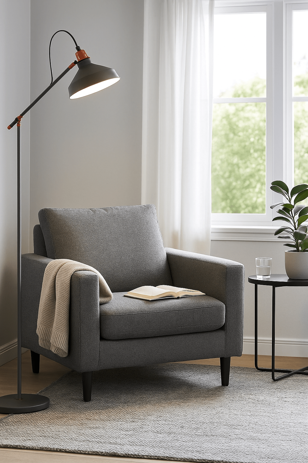 Bankers Floor Lamp Grey & Copper