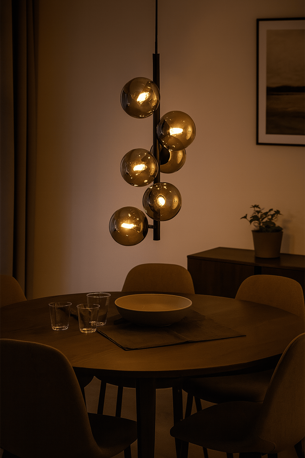 Nebula Metal Pendant with Smoke Colour Glass