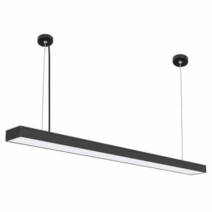 36W matt black CCT linear LED pendant on white background