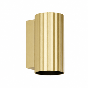 Sand gold fluted cylindrical downface wall light with rectangular wall plate