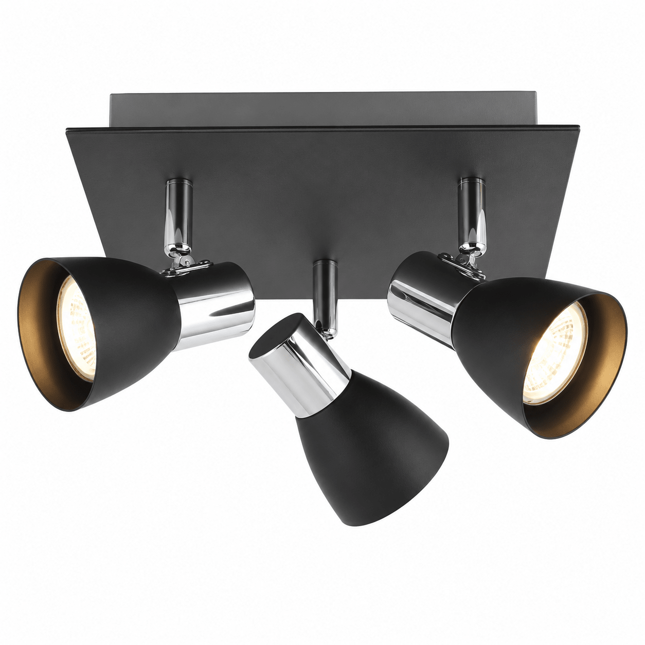 Square 3 Light Chrome & Black Ceiling Spotlight