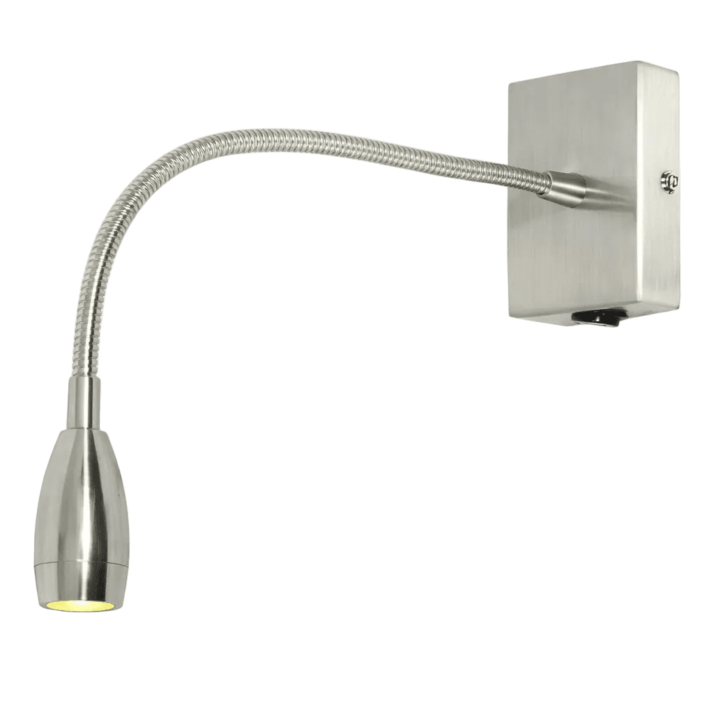 LED Wall Light - 1W Goose Neck Reading Light - Polished Chrome