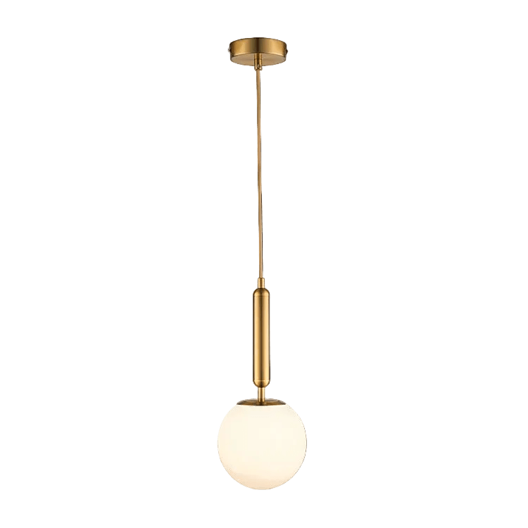 Fizz Pop Medium Frosted White Glass & Antique Brass Pendant