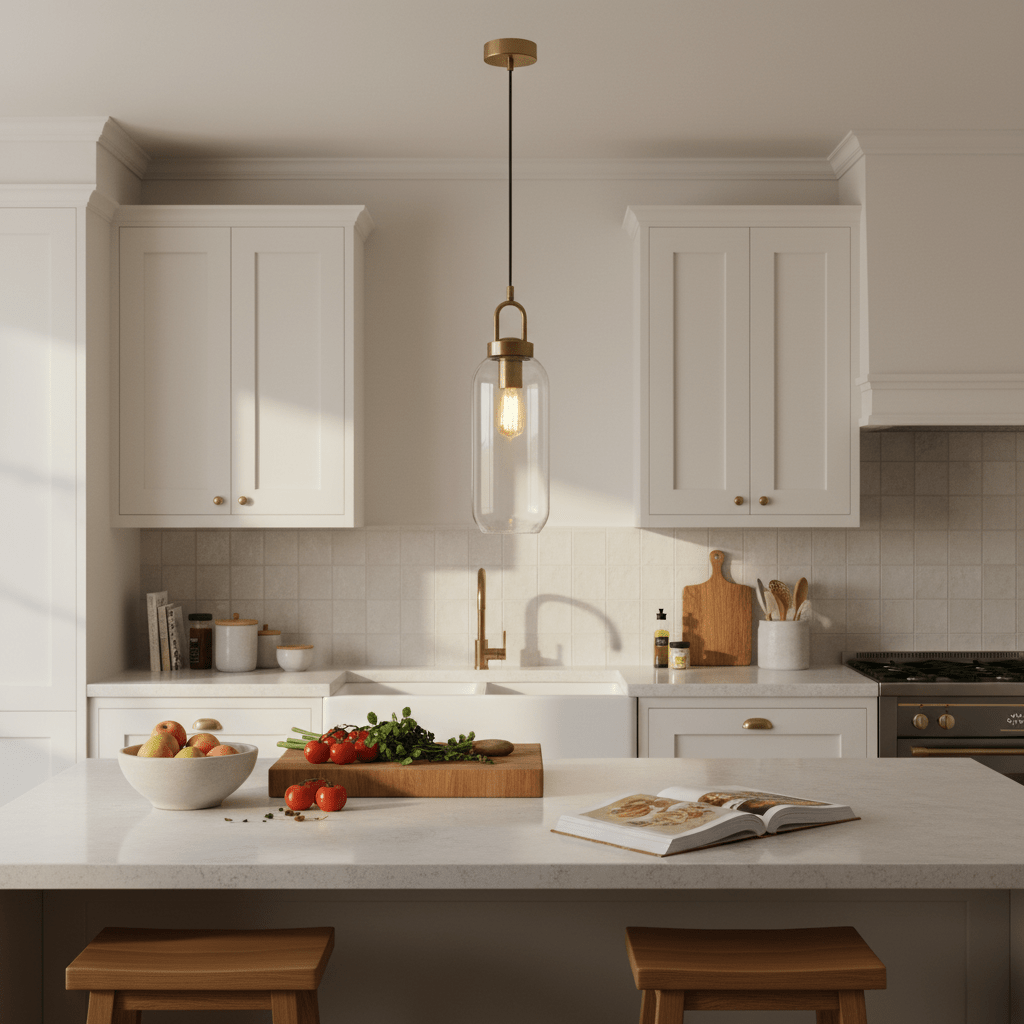 Nougat Glass Antique Brass Pendant Light