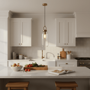 Nougat Glass Antique Brass Pendant Light