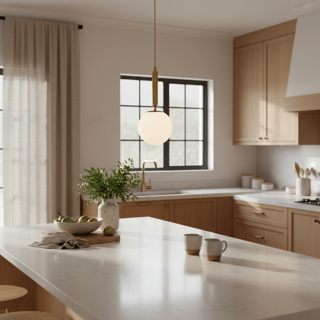 Fizz Pop Medium Frosted White Glass & Antique Brass Pendant