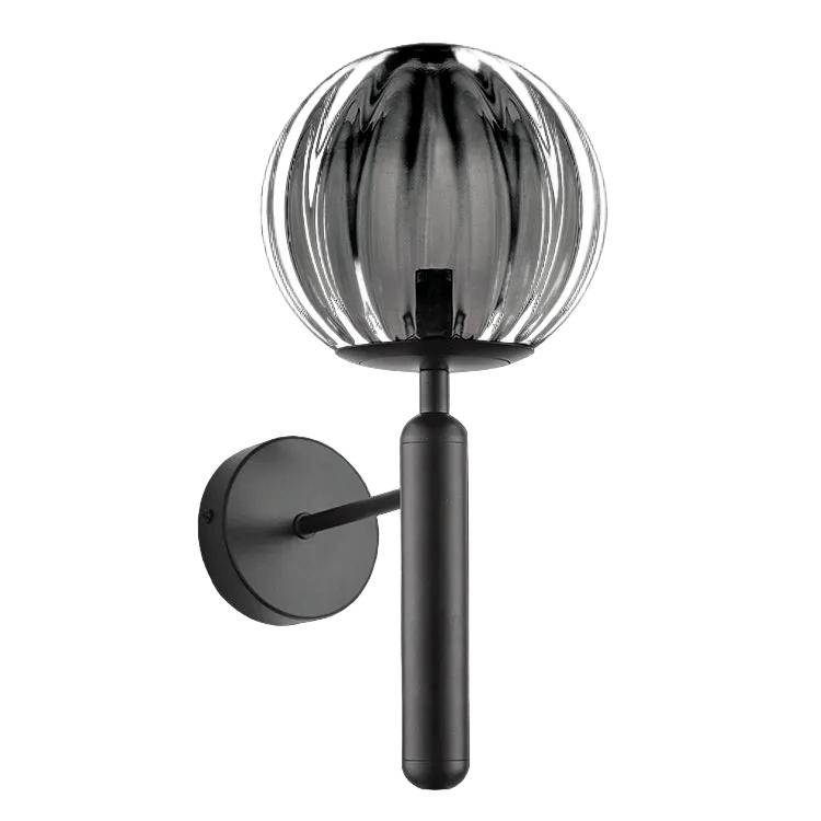 Fizz Pop Black & Smoke Glass Wall Light