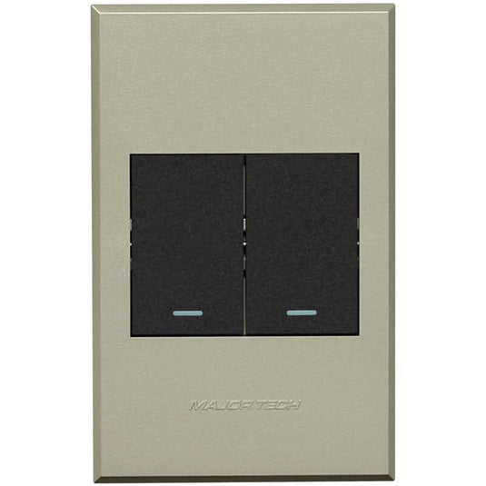 Veti 3 - Two Lever - 1 x Bell Press & 1 x Two Way Light Switch - Graphite / Titanium
