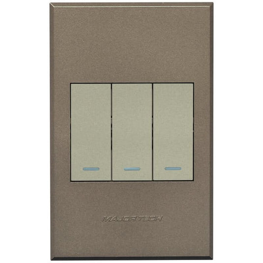 Veti 3 - Three Lever, One Way Light Switch - Titanium / Bronze