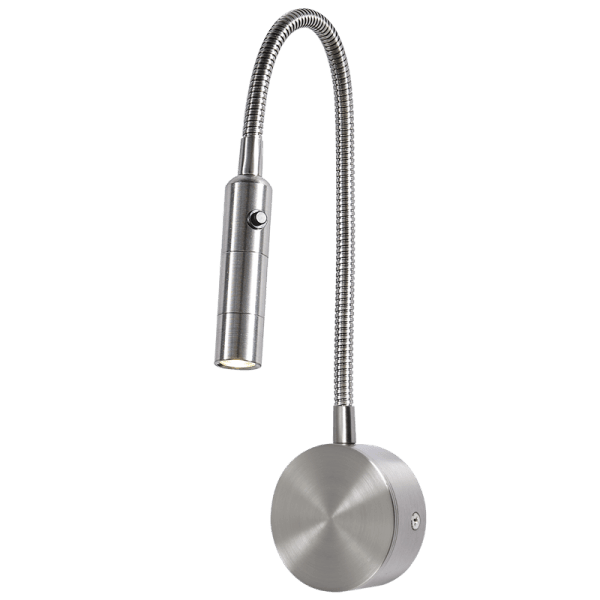 LED Wall Light - 3W Goose Neck Reading Light - Satin Chrome