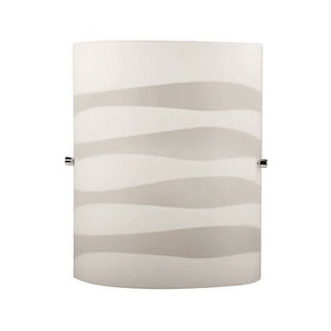 White Patterned Glass Wall Light Chrome Clips