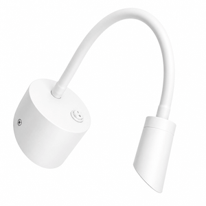 White LED wall light with a flexible gooseneck for adjustable task lighting.