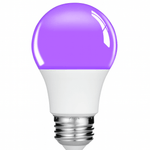 3W A60 UVA LED bulb with a purple top and white base, designed for UV lighting applications.
