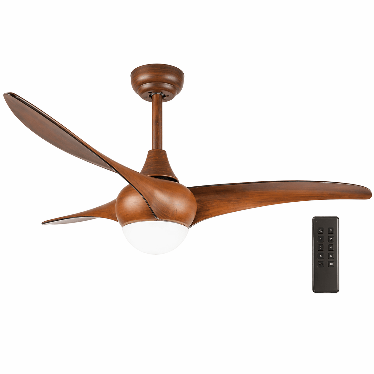 Steel & Acrylic LED Ceiling Fan with Wood Finish
