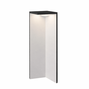 Modern solar outdoor lamp with black frame and white glass on a white background