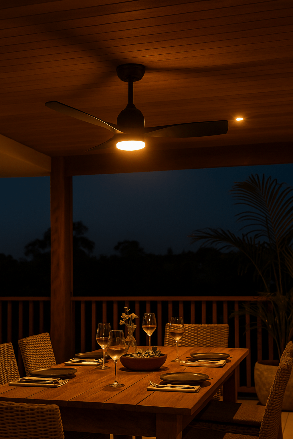 Unique South African demonstration of energy efficient outdoor ceiling fan SA — Power usage and efficiency with DC motor