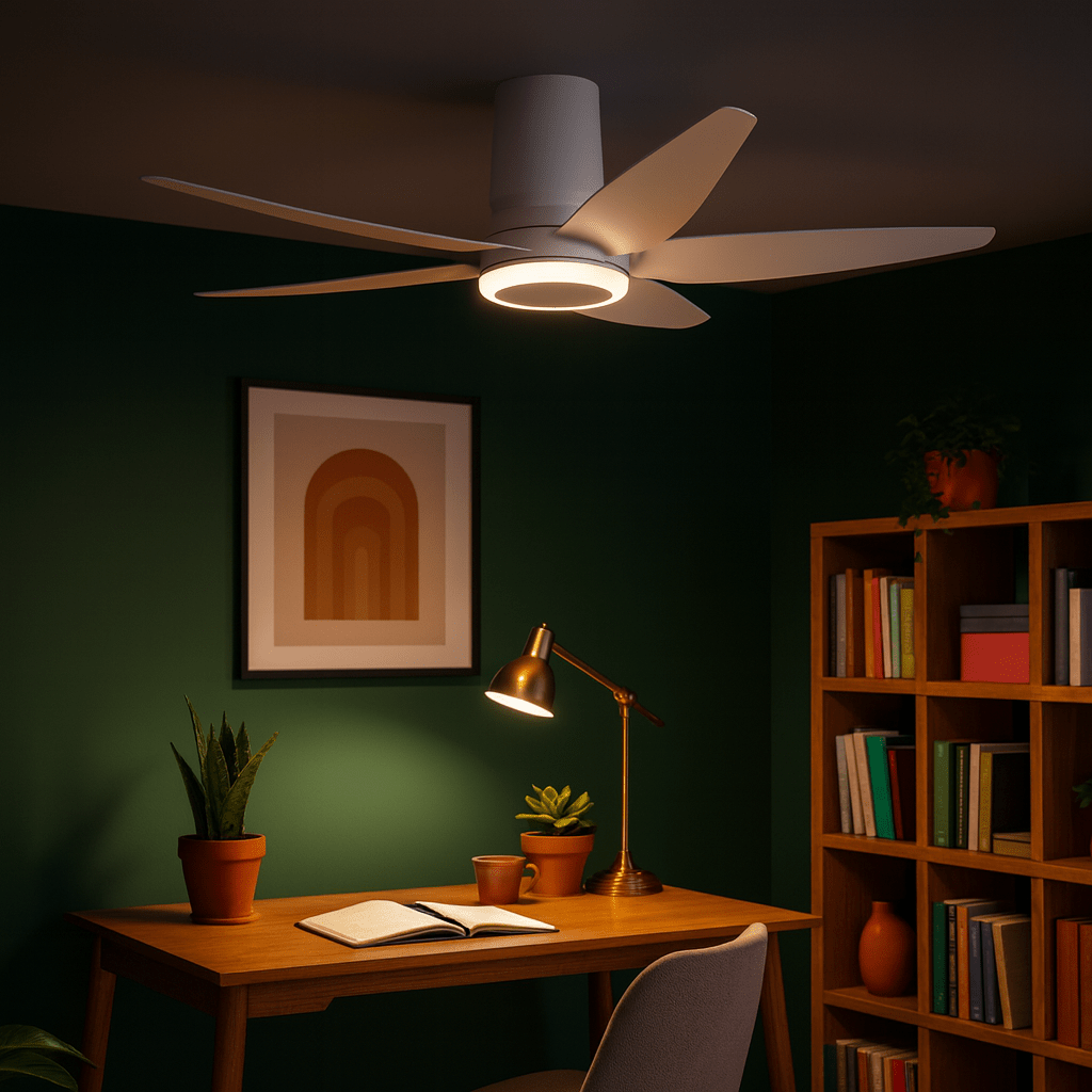 Modern LED ceiling fan in a South African lounge