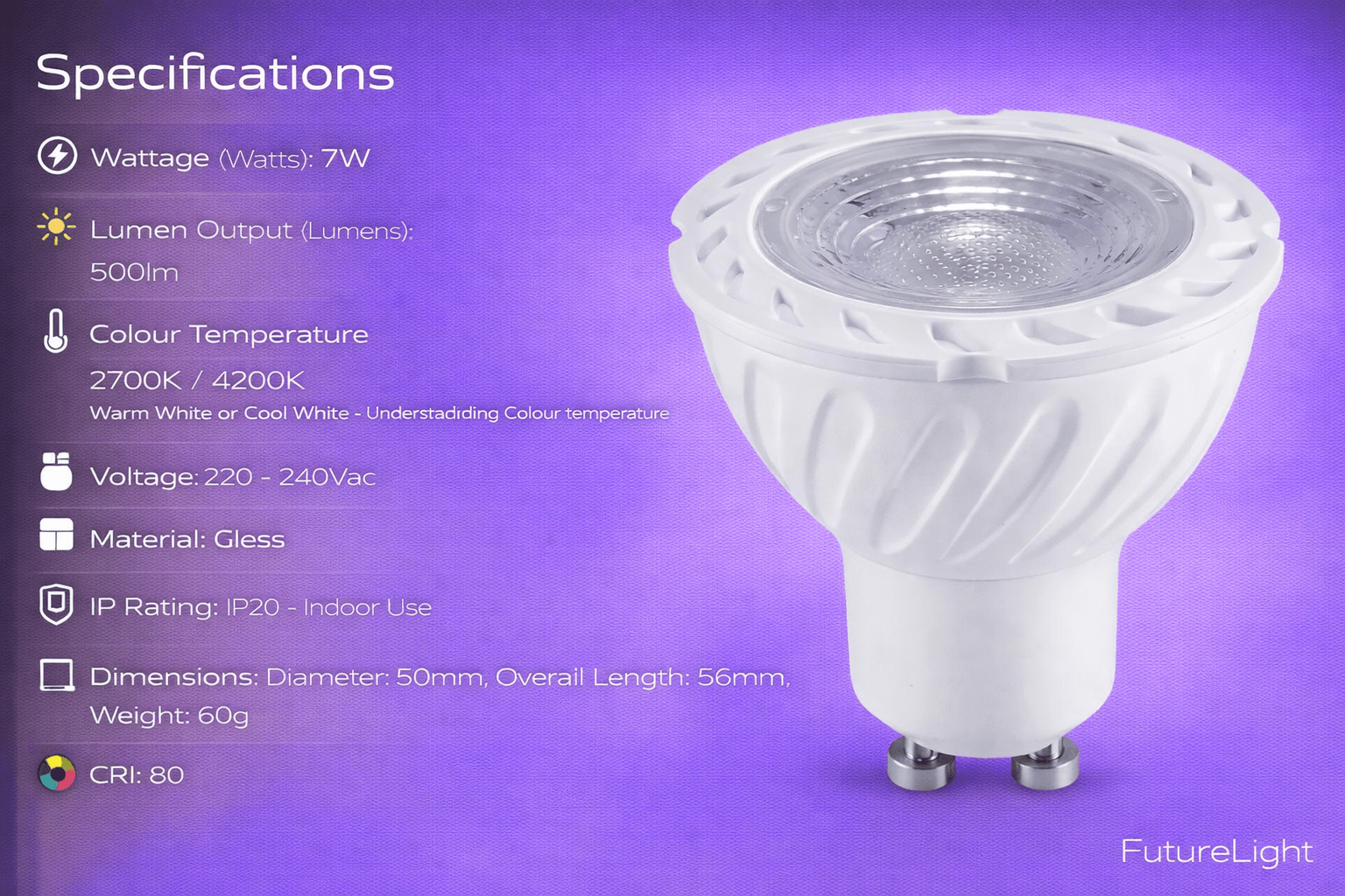 LED Down Light - 7W GU10 Low Glare