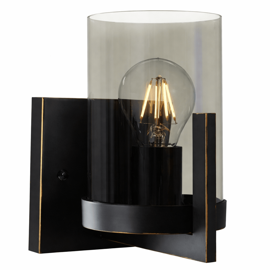 Black Gold Indoor Wall Light Smokey Glass