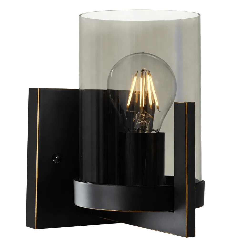 Black Gold Indoor Wall Light Smokey Glass