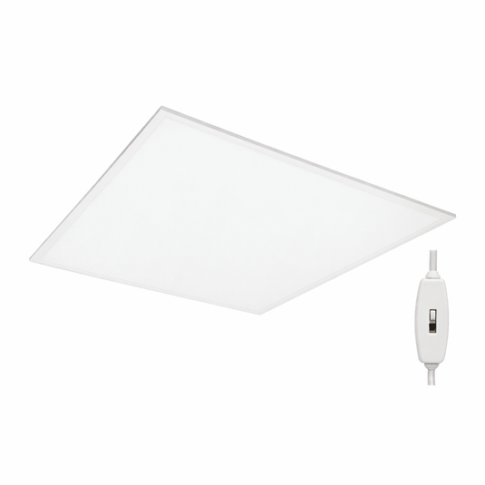 Back-lit CCT LED panel with a sleek design and a control switch on the side.