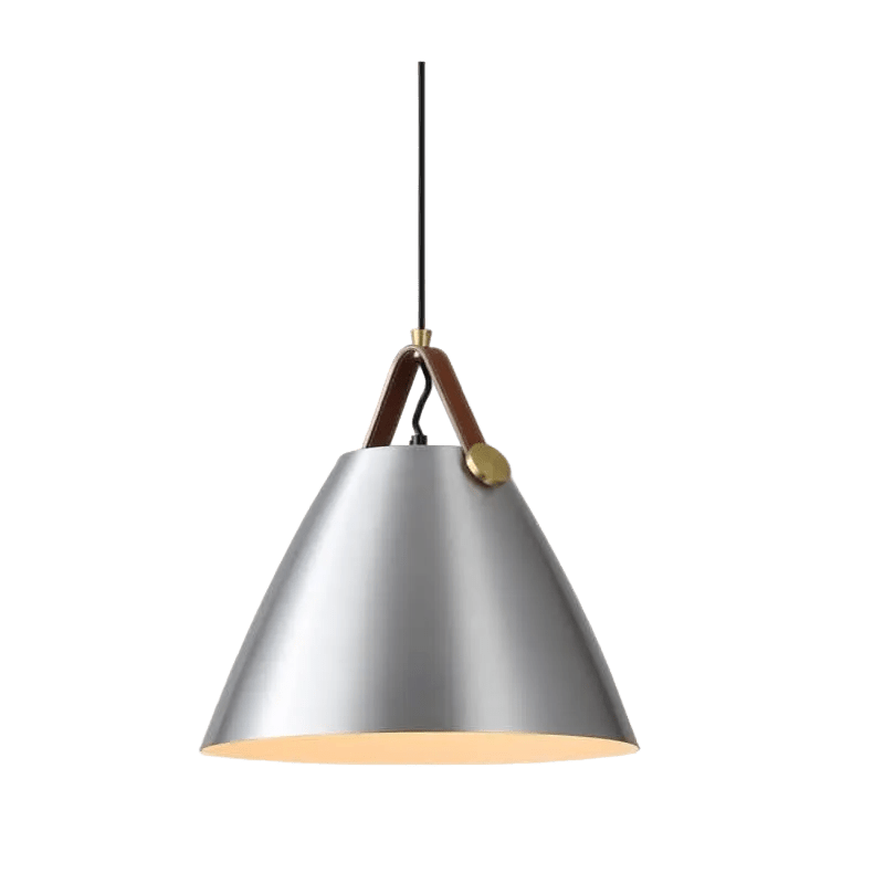 Helly Silver & Leather Cone Pendant Light