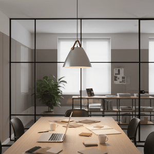 Helly Silver & Leather Cone Pendant Light
