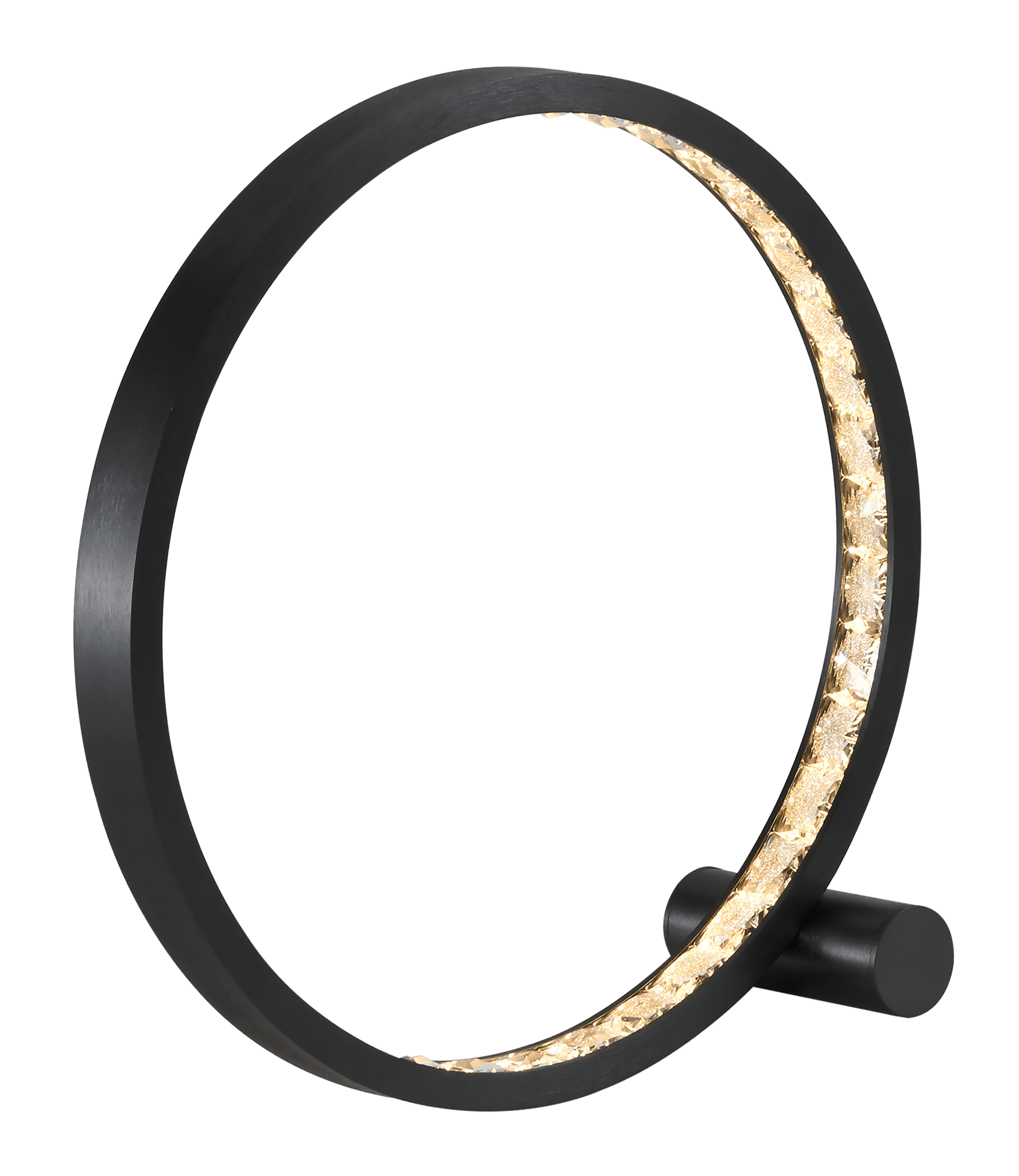 Black ring table lamp light with crystals
