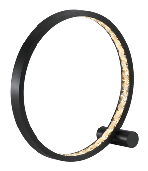 Black ring table lamp light with crystals