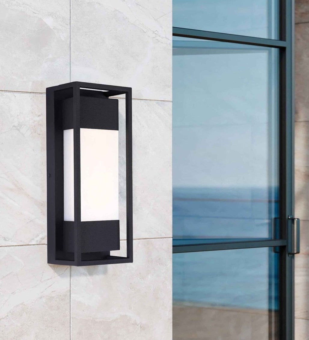 Alcatraz Textured Black Outdoor LED Wall Light - Future Light - LED Lights South Africa