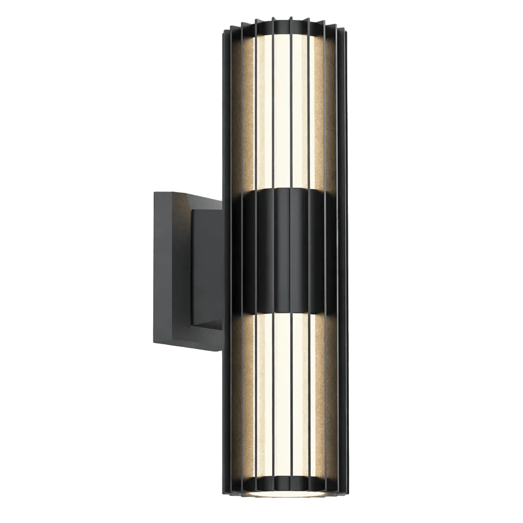 Slated Black LED Wall Light IP65 Warm White
